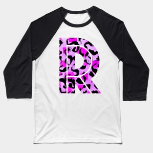 Letter R Watercolour Leopard Print Alphabet Baseball T-Shirt